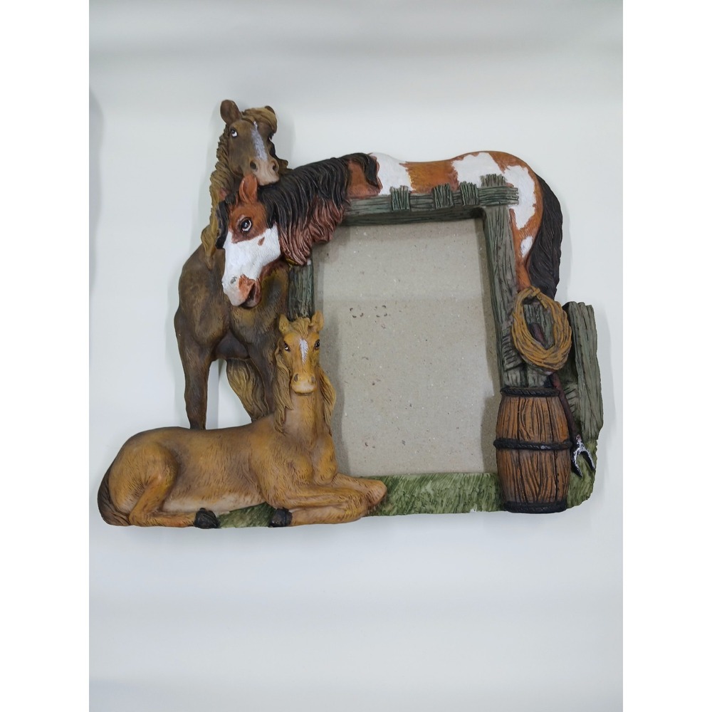 3D Picture Frame Western Horses Rustic Equestrian Fits 4"x 6" Photo‎ Frame